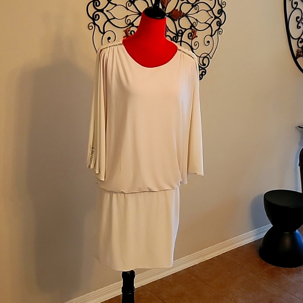 Cach'e White Rhinestone Dress